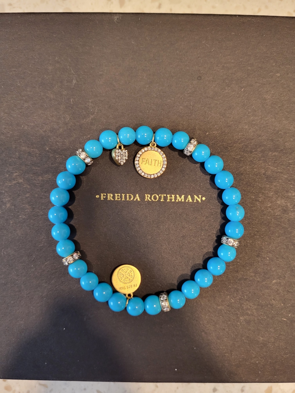 Freida Rothman Turqoise Sentiments Bracelet In "FAITH"